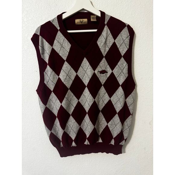 Vesi Sportswear Men's Arkansas Razorback Argyle Sweater Vest Size Medium - Picture 1 of 7